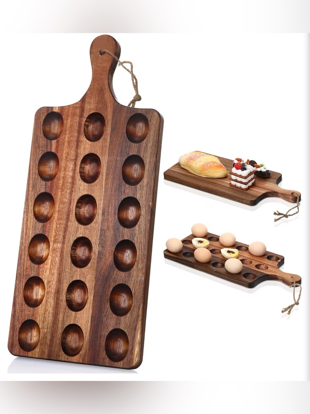 Wooden Egg and Appetizer Serving Board - Dark Brown